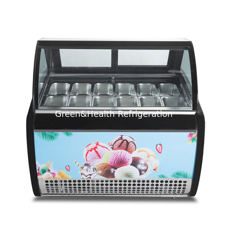 Επιτραπέζιο καταψύκτη Gelato Display με αντιθαμβωτικό γυαλί Danfoss συμπιεστή και δυναμική ψύξη αέρα