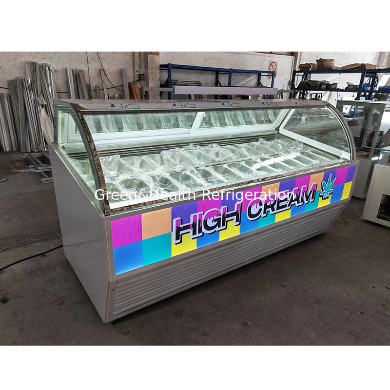 Επιτραπέζιο καταψύκτη Gelato Display με αντιθαμβωτικό γυαλί Danfoss συμπιεστή και δυναμική ψύξη αέρα