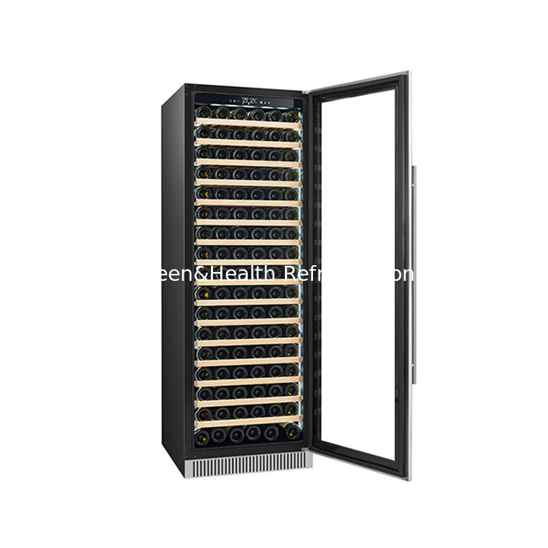 Πιστοποιητικό ETL 60 μπουκάλια Διπλή Ζώνη Ηλεκτρικό ψυγείο κρασιού με ξύλινα ράφια σε μαύρο