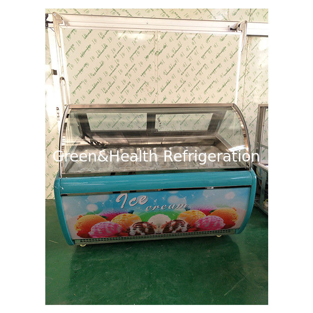 Εργοστασιακή Άμεση Καμπύλη Γυάλινη Ψυκτική Βιτρίνα Παγωτού 16 Θηκών με Ρυθμιζόμενο Θερμοστάτη