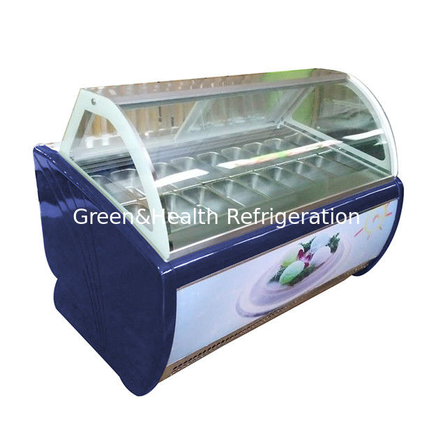 Εργοστασιακή Άμεση Καμπύλη Γυάλινη Ψυκτική Βιτρίνα Παγωτού 16 Θηκών με Ρυθμιζόμενο Θερμοστάτη