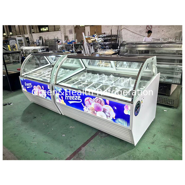 Τα καταστήματα/σούπερ μάρκετ παγωτού χρησιμοποιούν ψύξη αποθήκευσης για την προβολή παγωτού Ψυγεία βιτρίνας