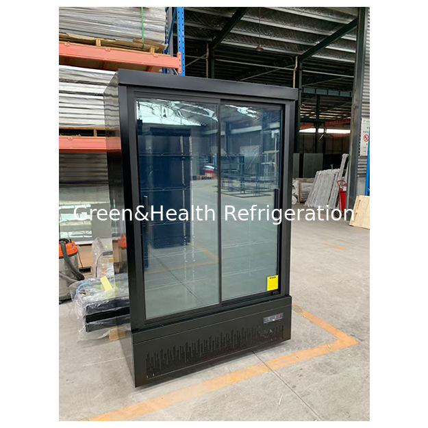 Τύπος Push Pull Πολλαπλές γυάλινες πόρτες Σούπερ μάρκετ Εμπορική Μαύρη κάτω μονάδα ψύξης Εμφάνιση ψυγείο ψυγείο