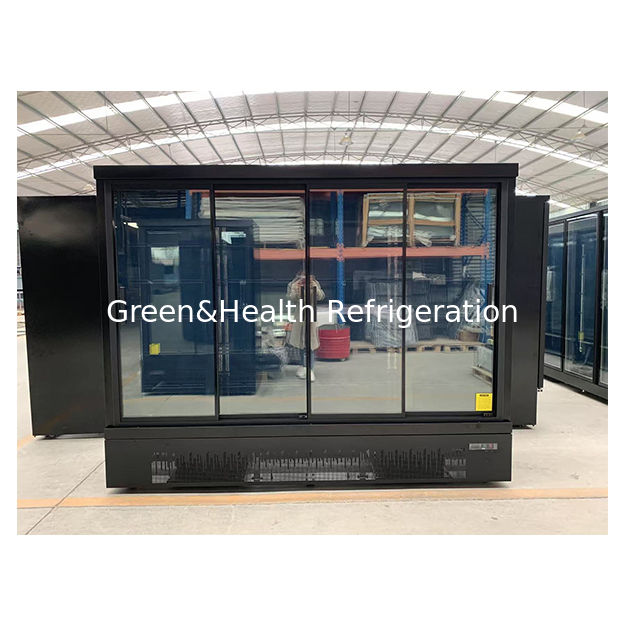Τύπος Push Pull Πολλαπλές γυάλινες πόρτες Σούπερ μάρκετ Εμπορική Μαύρη κάτω μονάδα ψύξης Εμφάνιση ψυγείο ψυγείο