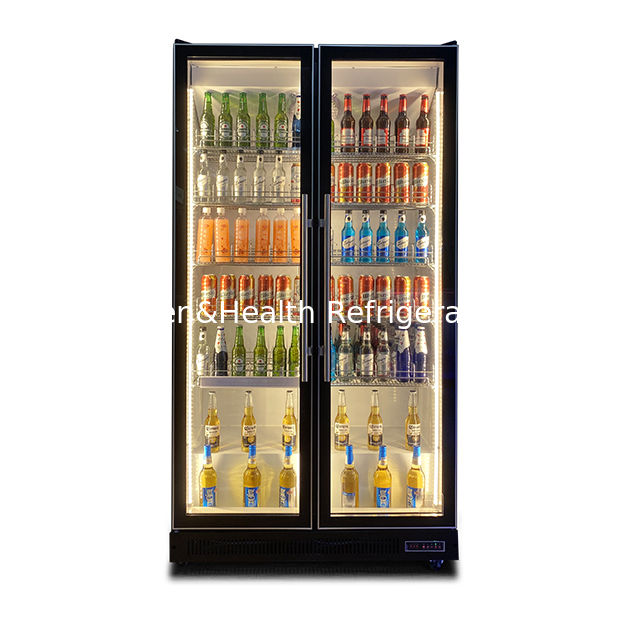 Ψηλή Δύο γυάλινες πόρτες Πολλαπλά LED φώτα Κρασί και ποτά ψυγείο οθόνη κατάψυξη
