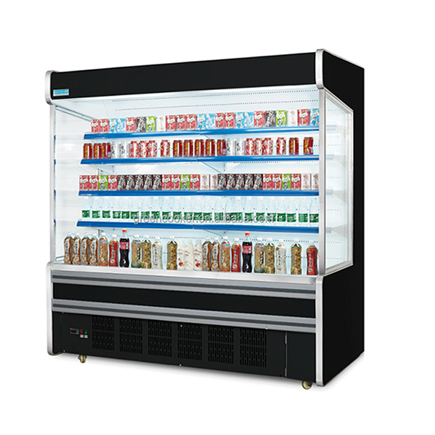 Εμπορικό σούπερ μάρκετ Ενσωματωμένο συμπιεστή Πολλαπλά ράφια Ανοιχτού τύπου ψυγείο