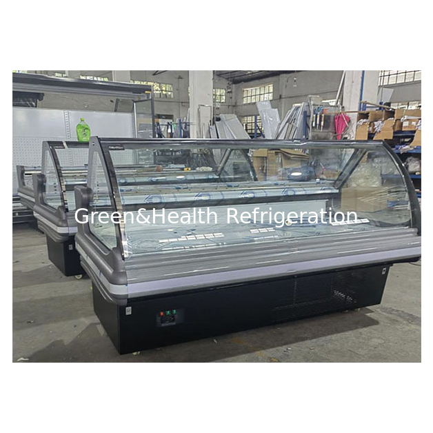 Ανοξείδωτη κατασκευή Εμπορικός καταψύκτης βιτρίνας ντελικατέσεν με ανασηκούμενο γυαλί και σύστημα δυναμικής ψύξης