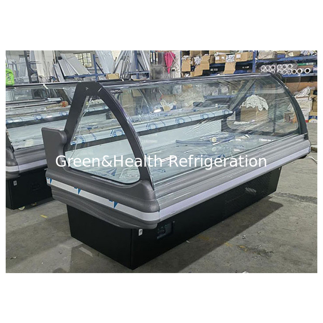 Ανοξείδωτη κατασκευή Εμπορικός καταψύκτης βιτρίνας ντελικατέσεν με ανασηκούμενο γυαλί και σύστημα δυναμικής ψύξης