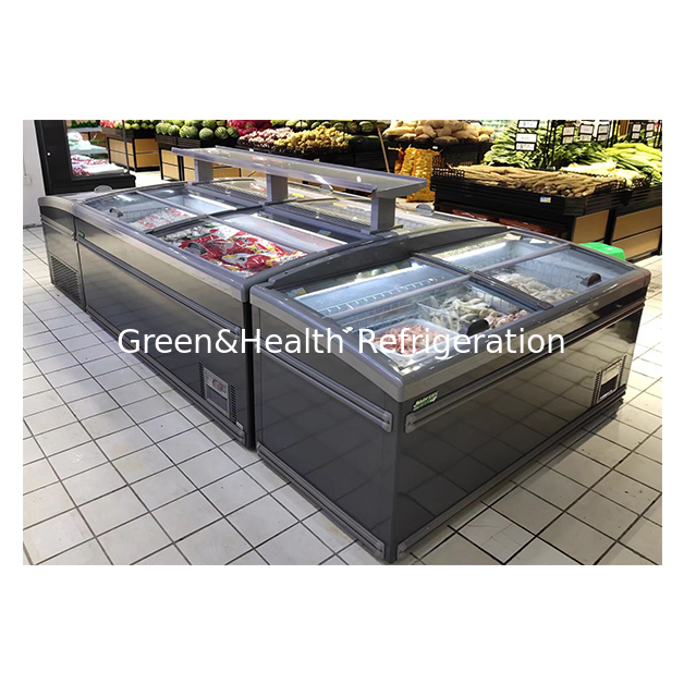 Τα σούπερ μάρκετ χρησιμοποιούν νησιωτικά ψυγεία για την κατάψυξη τροφίμων σε χαμηλή θερμοκρασία