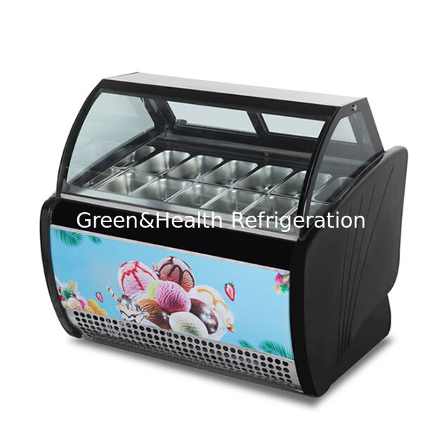 12 Plate Floor Standing Curved Transparent Glass High-End Ice Cream Refrigeration Display Freezer