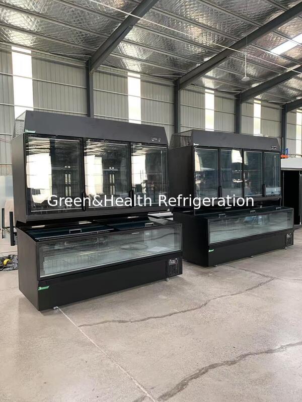 Εμπορικός Συνδυαστικός Καταψύκτης Βιτρίνας - Επάνω Γυάλινη Πόρτα & Κάτω Καταψύκτης Νησίδας για Σούπερ Μάρκετ