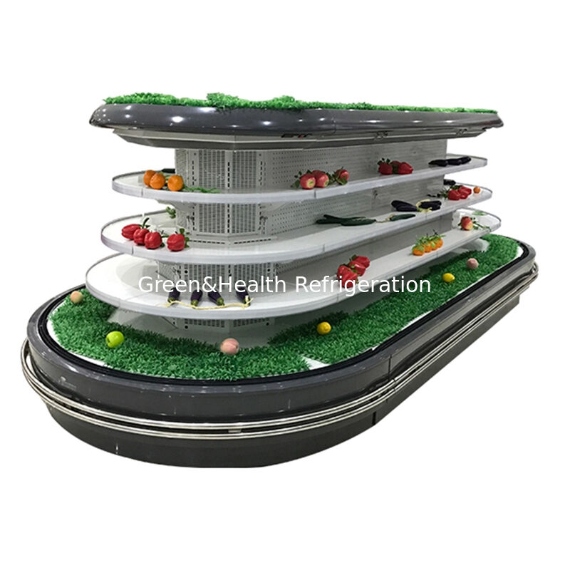 Εμπορικός ανοικτός ψυγείο πολλών καταστρώσεων με αυτόματο φωτισμό LED αποψίλωσης και εξοικονόμηση ενέργειας για οθόνη σούπερ μάρκετ