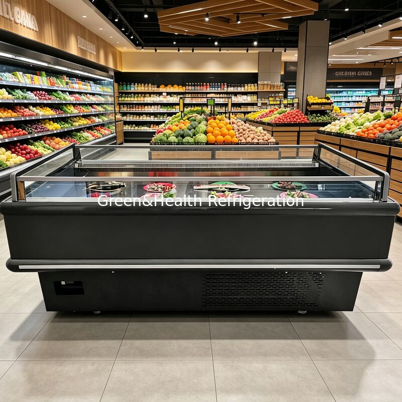 Εμπορική ανοικτή οθόνη ψυγείο νησιού 2000x1130x900mm 2-10°C/-15~-18°C 900/1350W για κατεψυγμένα τρόφιμα
