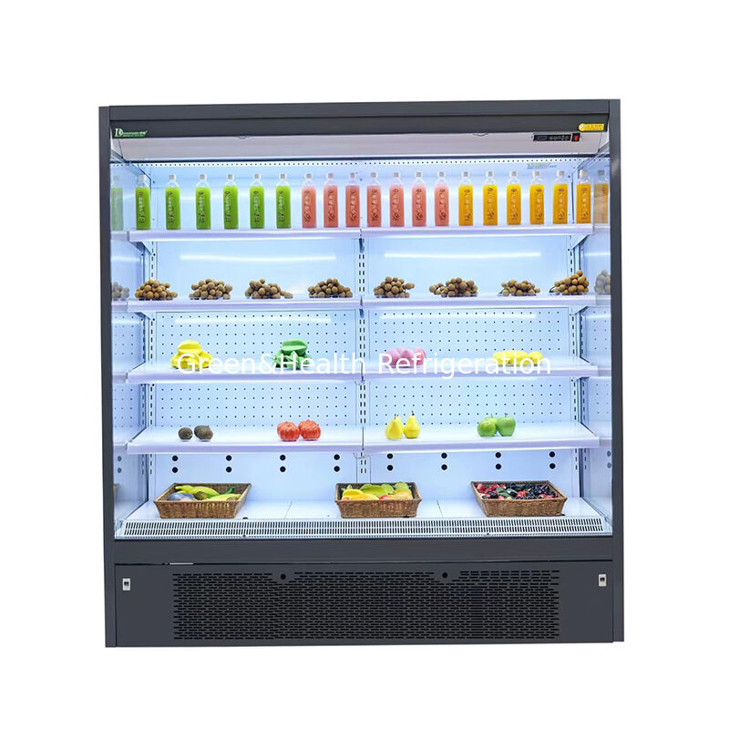 Commercial Open Display Refrigerator with 2-8°C Adjustable Temp LED Lighting and Remote System