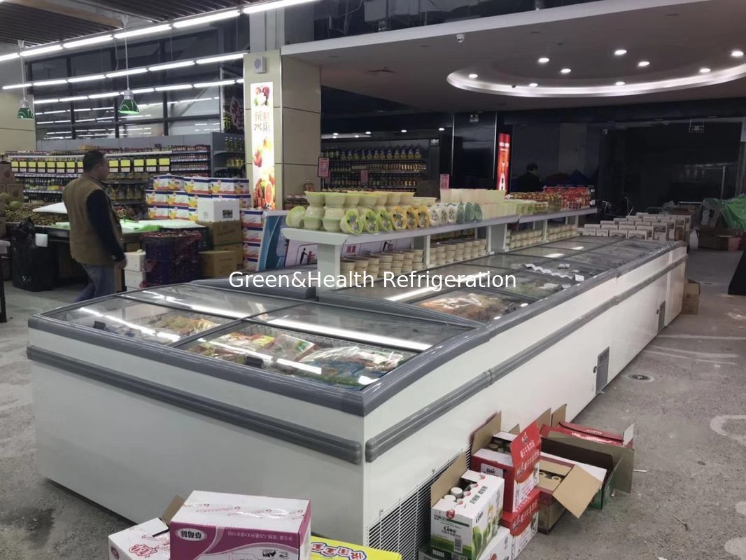Ανοίξτε το κορυφαίο σύμπλεγμα στο συμπιεστή Danfoss Σούπερ μάρκετ νησί ψυγείο Εμπορικό ψυγείο