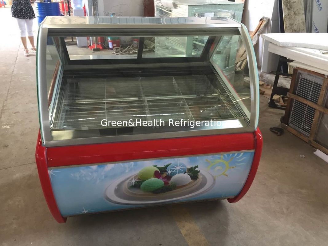 Επιτραπέζιο καταψύκτη Gelato Display με αντιθαμβωτικό γυαλί Danfoss συμπιεστή και δυναμική ψύξη αέρα