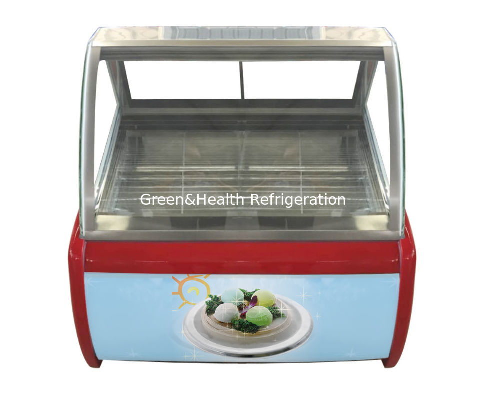 Επιτραπέζιο καταψύκτη Gelato Display με αντιθαμβωτικό γυαλί Danfoss συμπιεστή και δυναμική ψύξη αέρα