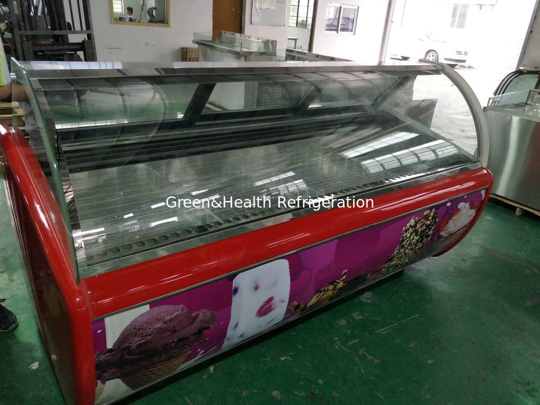Επιτραπέζιο καταψύκτη Gelato Display με αντιθαμβωτικό γυαλί Danfoss συμπιεστή και δυναμική ψύξη αέρα