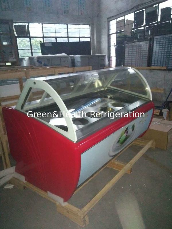 Ενεργειακά αποδοτικός εμπορικός ψυγείο με καμπύλη γυάλινη κορυφή και συμπιεστή Danfoss