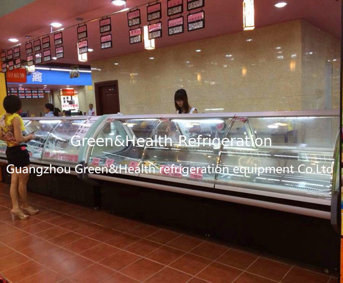 Εμπορικό ψυγείο με ψύξη ανεμιστήρα Danfoss συμπιεστή και καμπυλωτό σχεδιασμό γυαλιού