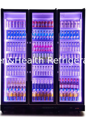 Κάθετα μαύρα ψυγεία επίδειξης μπύρας πορτών γυαλιού με το σύστημα ψύξης ανεμιστήρων