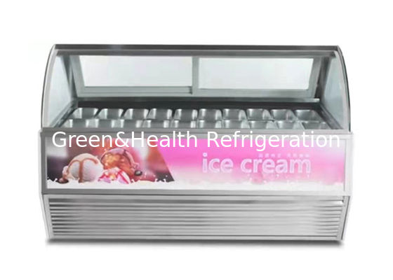 Εμπορική Κατάψυξη Επίδειξης Παγωτού Gelato Shop με προσαρμοσμένα τηγάνια
