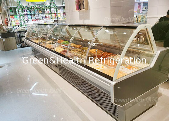 Μεγάλο μαγειρευμένο όγκος ψυγείο επίδειξης Deli τροφίμων με τη συρόμενη πόρτα 4 καθολική ρόδα
