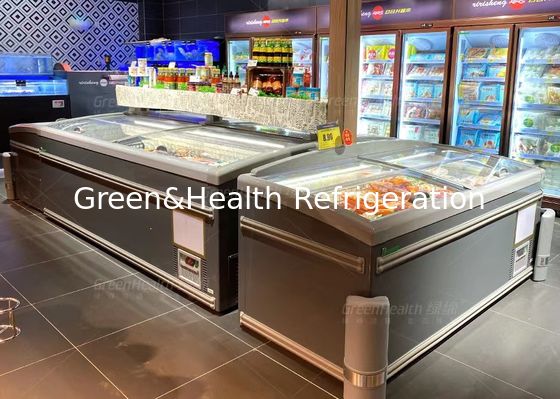 Εμπορική προθήκη νησιών ψυκτήρων επίδειξης 2,1 μέτρων για το κρέας και τα θαλασσινά