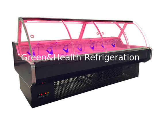 Εμπορικό ψυγείο επίδειξης ψαριών τροφίμων κρέατος Deli με την πόρτα 1045W γυαλιού