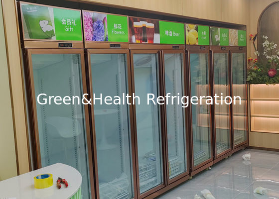 Όρθιο ψυγείο 452L ποτών ψυγείων επίδειξης πορτών γυαλιού υπεραγορών