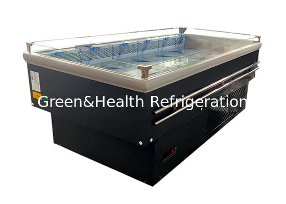 Στατική ψύξη Σούπερ μάρκετ νησί ψυγείο Εμπορικό ανοιχτό γυαλί Οριζόντια βιτρίνα φρούτων