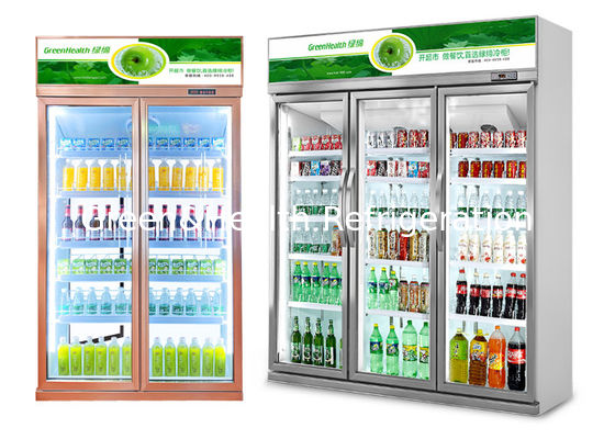 Εμπορικός κατακόρυφος ψυγείο μπύρας διπλά γυαλί πόρτες κρύα κοκαΐνη οθόνη ψυγείο