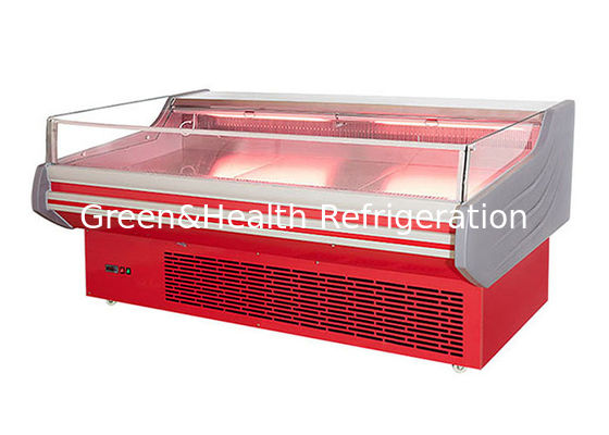 Εμπορικό ανοιχτό γυαλί φρέσκο κρέας επίδειξη βαθύ ψυγείο δυναμική ψύξη