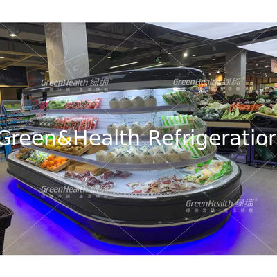 Προσαρμοσμένο νησί εμπορεύματα εμφάνιση στρογγυλό ντουλάπι πολυεπίπεδο ανοιχτό ψυγείο