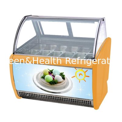 Εμπορική Γελατό σκληρό παγωτό Εμφάνιση ψυγείο Εμφάνιση με κατσαρόλες 8/10/12/14/16