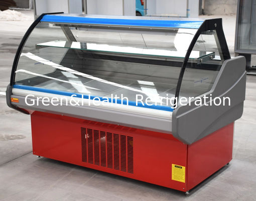 Κουρβοειδές γυαλί ντελί ψυγείο για δείγμα κρέατος Κόκκινο κουτί για κρέας