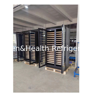 Ψυκτικό κρασιού διπλής θερμοκρασίας με ράφι από ξύλο βουκιού και χωρητικότητα 316 μπουκαλιών για εμπορική χρήση