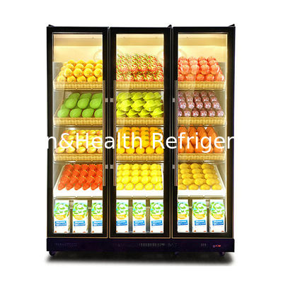 Εμπορικές τρεις γυάλινες πόρτες πολλαπλές λάμπες LED ποτά ψυγείο οθόνη ψυγείο