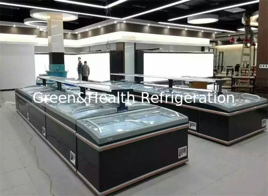 Μαύρο εμπορικό επίδειξης ράφι συστημάτων ψύξης ψυκτήρων στατικό διευθετήσιμο
