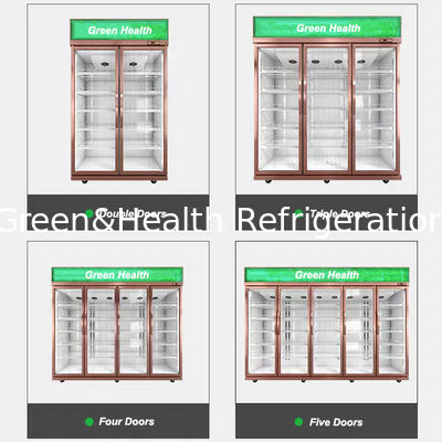 R134 όρθιο ψυγείο πορτών γυαλιού υπεραγορών εμπορικό