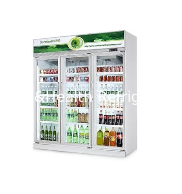 GreenHealth LG-1000W 3-πόρτα εμπορικό ψυγείο αναψυκτικών, μονάδα επάνω, 0 ̊10°C