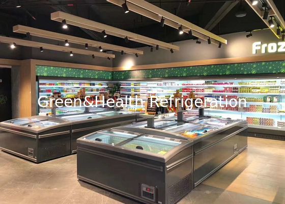 Εμπορικός ψυκτήρας νησιών Combo ψυκτήρων επίδειξης συρόμενων πορτών παγωμένων τροφίμων